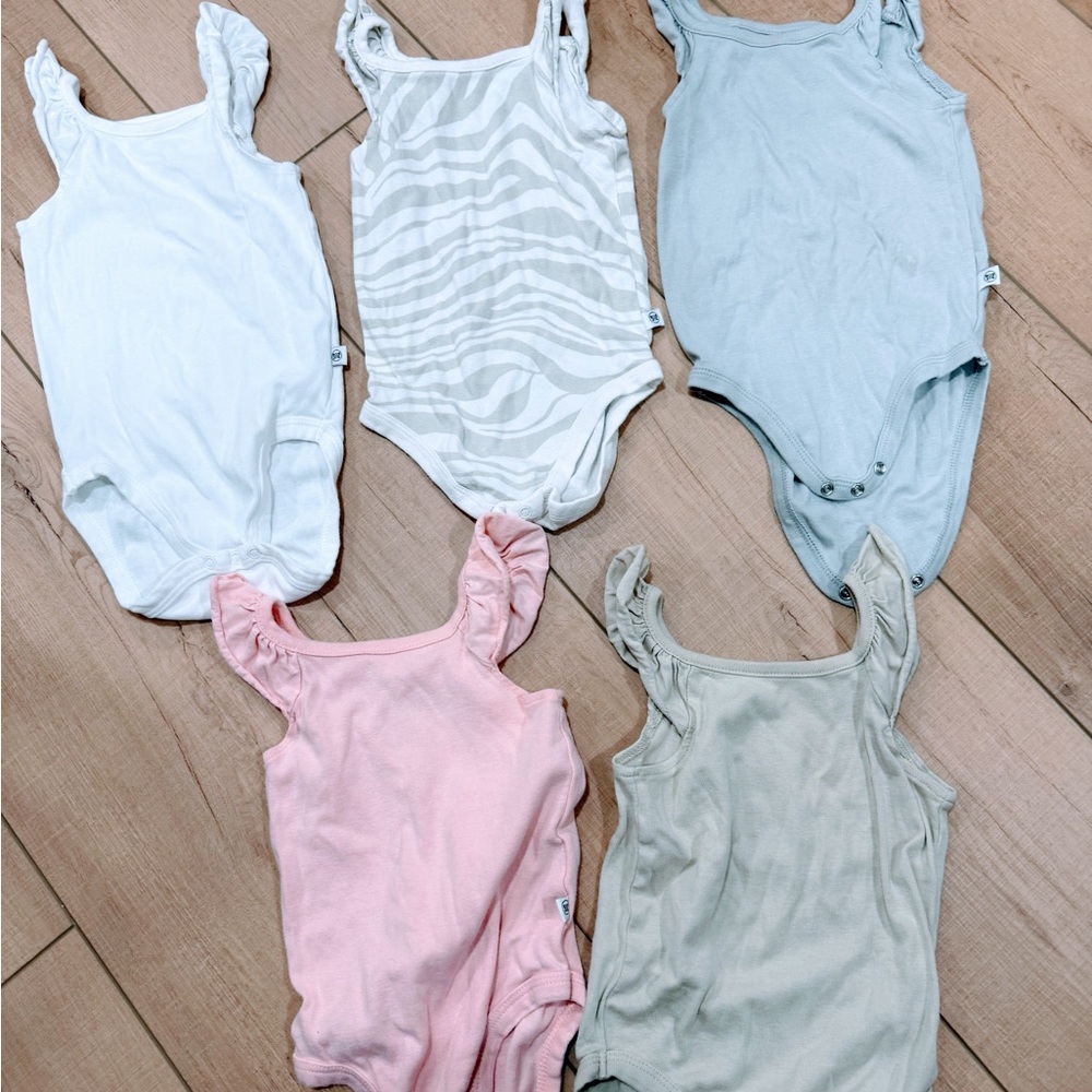 The Honest Company Organic Cotton 12 Month Baby Tank Ruffle Onesies